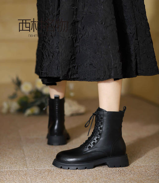 西村名物2021秋冬季新款休闲时尚马丁靴短靴X21DS43771 商品图0