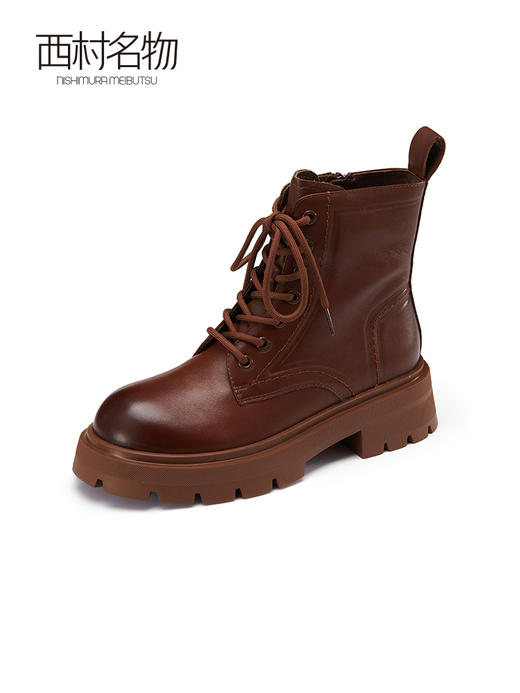 西村名物马丁靴女2022秋冬新款百搭靴子工装靴休闲短靴单靴44291 商品图0