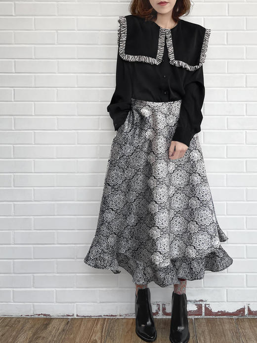 TYNVIE 荷叶边拼接裙摆半身裙 商品图0