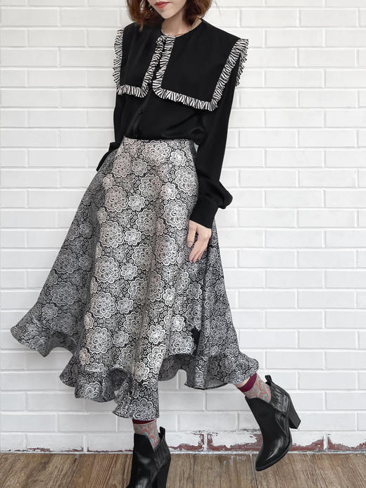 TYNVIE 荷叶边拼接裙摆半身裙 商品图6