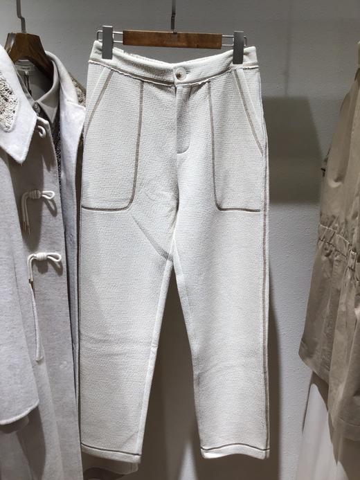 Famecoco范可儿直筒松紧腰保暖休闲裤小众撞色秋冬显瘦九分裤F225GA019 商品图5