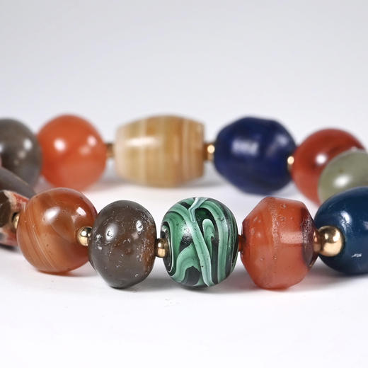 玛瑙+琉璃七彩古珠吉祥印多宝串 商品图5