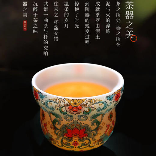 【福禄双全-缠枝莲纹主人杯】凝脂似玉 莹润通透，堆金工艺 触感立体，作者签章 品质保证，珍藏品鉴 送礼臻品 商品图4