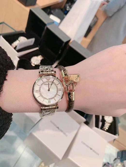 ARMANI/阿玛尼珍珠贝母时尚镶钻摩天轮石英表💎 商品图3