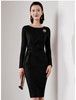 J20484780 颈袖添香品牌装新款女装修身包臀羊毛裙职场装连衣裙女中长款 优雅修身 商品缩略图3