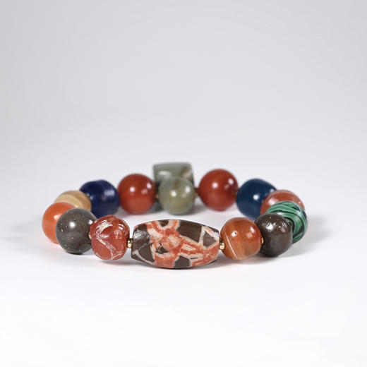 玛瑙+琉璃七彩古珠吉祥印多宝串 商品图1