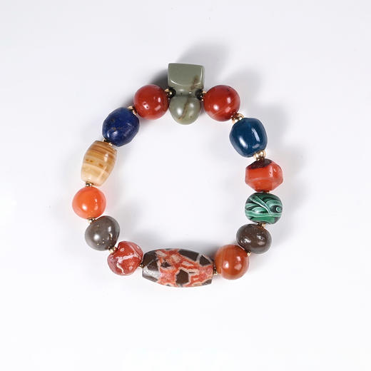 玛瑙+琉璃七彩古珠吉祥印多宝串 商品图0