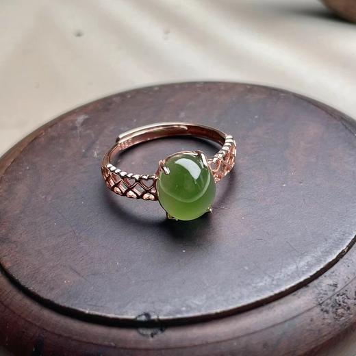 s925碧玉戒指-镂空X爱心蛋面 商品图0