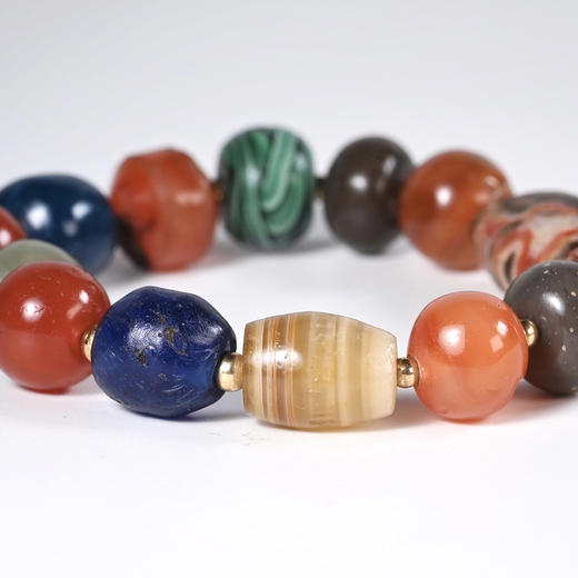 玛瑙+琉璃七彩古珠吉祥印多宝串 商品图6