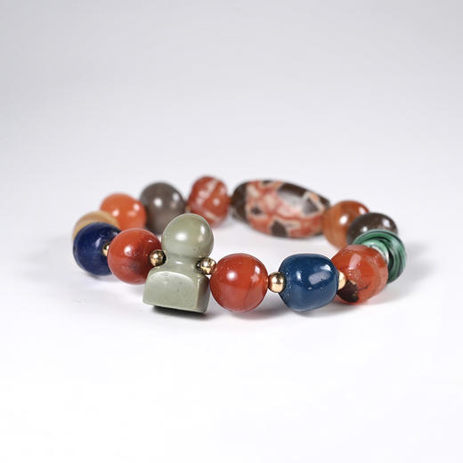 玛瑙+琉璃七彩古珠吉祥印多宝串 商品图3