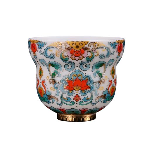 【福禄双全-缠枝莲纹主人杯】凝脂似玉 莹润通透，堆金工艺 触感立体，作者签章 品质保证，珍藏品鉴 送礼臻品 商品图8