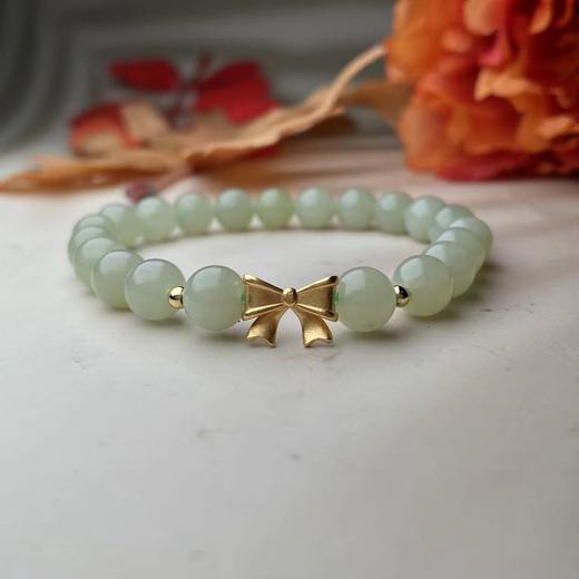 和田玉手串-蝴蝶结圆珠 商品图0