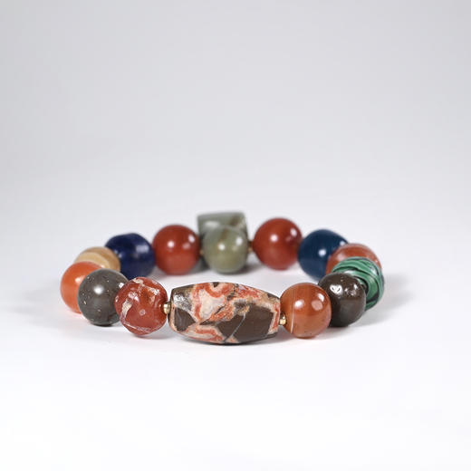 玛瑙+琉璃七彩古珠吉祥印多宝串 商品图2