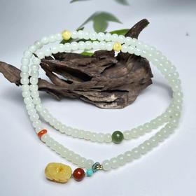 水青四圈-算盘珠配蜜蜡貔貅or花开富贵