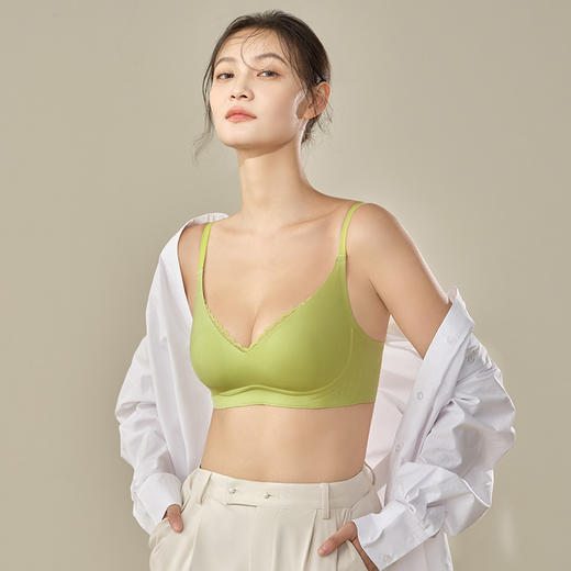 笔笔同款都市丽人Vbra内衣无尺码超薄3/4杯泳布文胸三排无钢圈LB36K9 商品图5