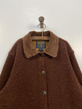 Y2K Vintage Woolrick 小绵羊 羊毛 皮革领 休闲外套 _CJK(L)