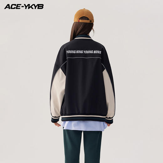 YKYB2025春季新款外套字母印花长袖休闲宽松拉链男女同款夹克 商品图2