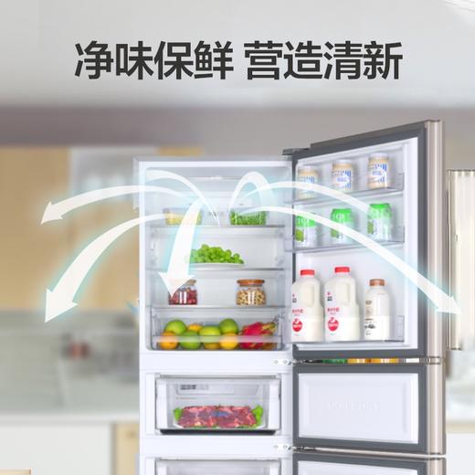 海尔(Haier) 213升 风冷无霜 大容量 家用电冰箱 三开门小型宿舍租房 炫金拉丝 商品图3