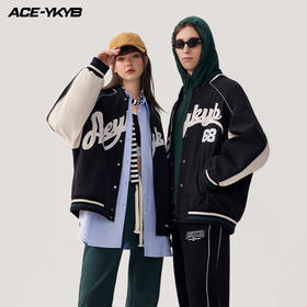 YKYB2025春季新款外套字母印花长袖休闲宽松拉链男女同款夹克