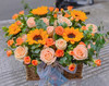 【心向暖阳】向日葵➕香槟玫瑰暖色主题花篮 商品缩略图0