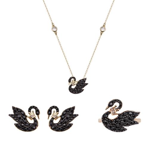 大英博物馆天鹅贵族棋盘系列暗夜系列首饰项链耳钉戒指 商品图4