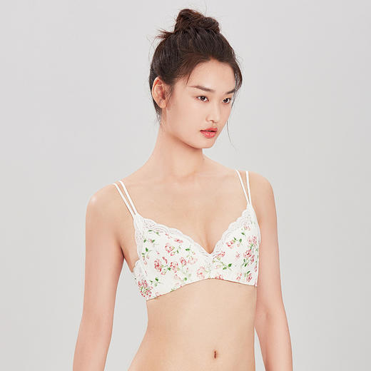 都市丽人自然舒适常规内衣B杯超薄3/4杯印花蕾丝文胸三排树脂胶圈LB32A6 商品图1