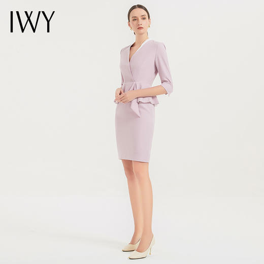 IWY/新款春秋款连衣裙女长袖假两件美容院工作服H型春季Q627 商品图1