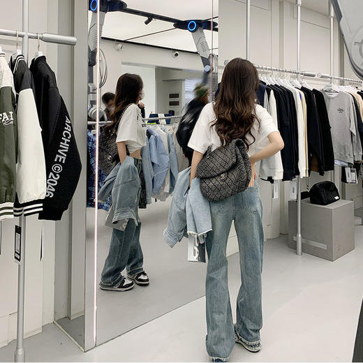 《曾小咸推荐》曾小咸女装蓝色高腰直筒牛仔裤女春季新款美式复古拖地阔腿长裤子 商品图4