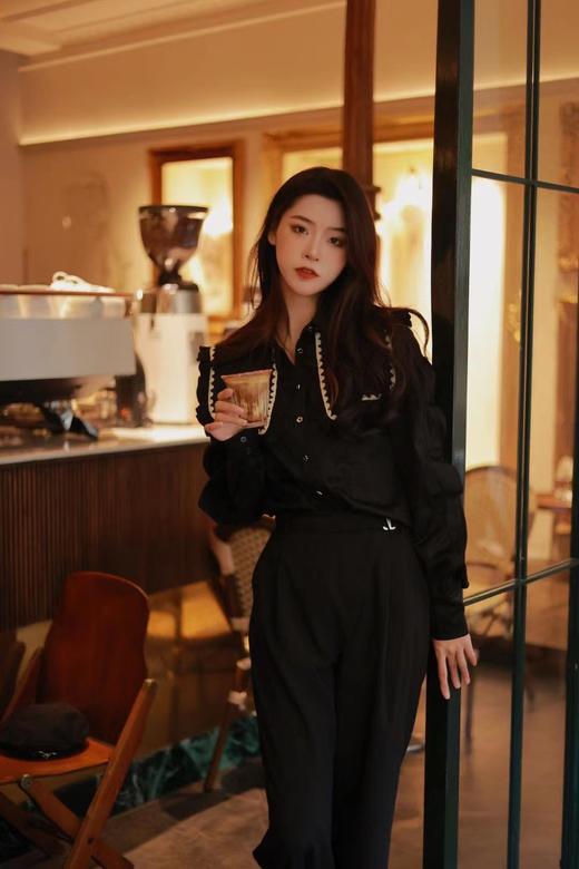 可拆卸撞色蝴蝶领衬衫 商品图3