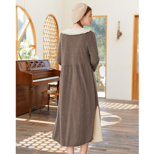 Famecoco范可儿开叉长款开身毛衣外套女春款羊毛针织衫 商品图2