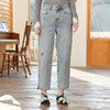 famecoco范可儿裤脚开叉牛仔裤女浅色春季百搭宽松直筒裤FAB1GA009 商品缩略图3
