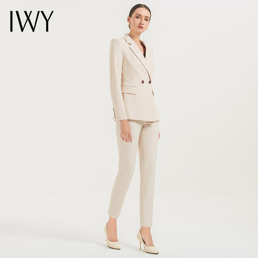 IWY/秋冬套装新款女装米白色时尚气质洋气职业装西装裤子两件套C12312+P12312 商品图2
