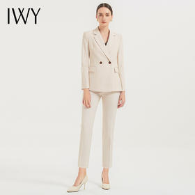 IWY/秋冬套装新款女装米白色时尚气质洋气职业装西装裤子两件套C12312+P12312