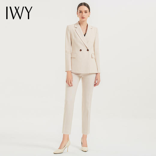 IWY/秋冬套装新款女装米白色时尚气质洋气职业装西装裤子两件套C12312+P12312 商品图0