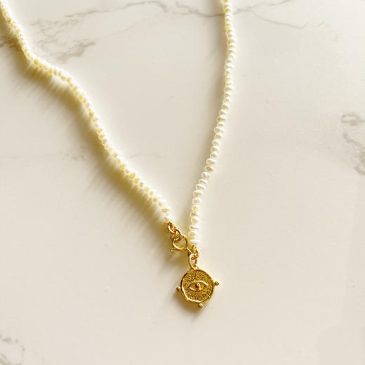 北京仓｜Barbóra-Eye-圆形守护之眼 珍珠 项链［希腊设计师] 商品图3