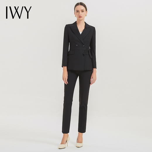 IWY/黑色新款高端御姐风黑色西装外套高冷套装西服女上衣两件套C12318+P12318 商品图0