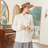 Famecoco范可儿亚麻衬衫女春季别致漂亮洋气刺绣小衫FAB1BA005 商品缩略图1