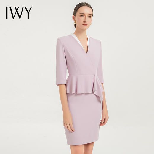 IWY/新款春秋款连衣裙女长袖假两件美容院工作服H型春季Q627 商品图2