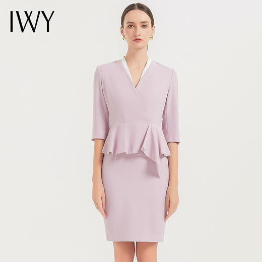 IWY/新款春秋款连衣裙女长袖假两件美容院工作服H型春季Q627 商品图4