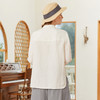 Famecoco范可儿亚麻衬衫女春季别致漂亮洋气刺绣小衫FAB1BA005 商品缩略图2