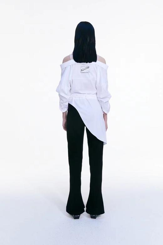 拼接抽褶设计露肩衬衫 商品图1