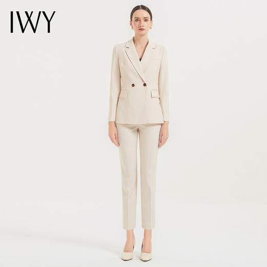 IWY/秋冬套装新款女装米白色时尚气质洋气职业装西装裤子两件套C12312+P12312 商品图1