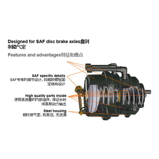 碟刹盘刹双腔制动气室1624刹车分泵赛夫SAF04454107764 商品图4