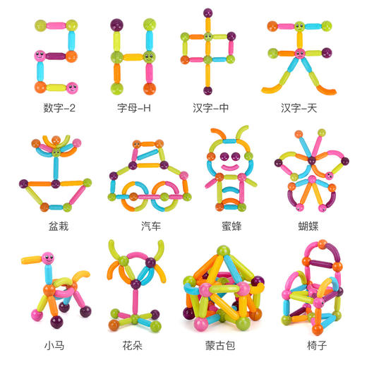 【多重玩法 创建立体空间】纽奇创意搭建百变磁力棒 强大磁力 无缝对接 边角圆润无毛刺 DIY磁力贴积木玩具 商品图5