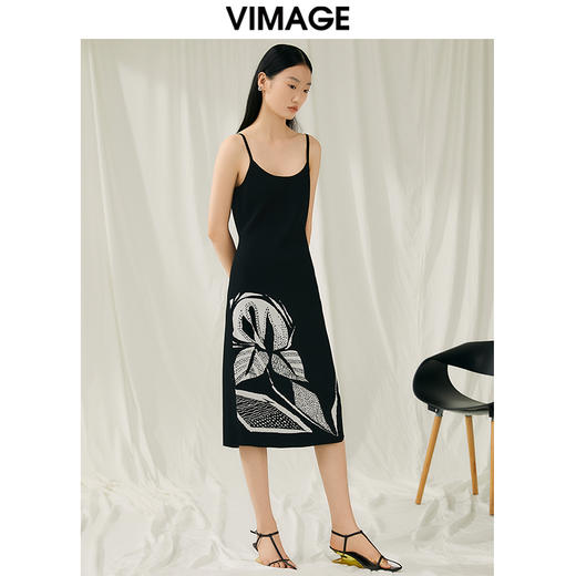 VIMAGE纬漫纪夏季新款气质修身显瘦吊带针织连衣裙V1901529 商品图1