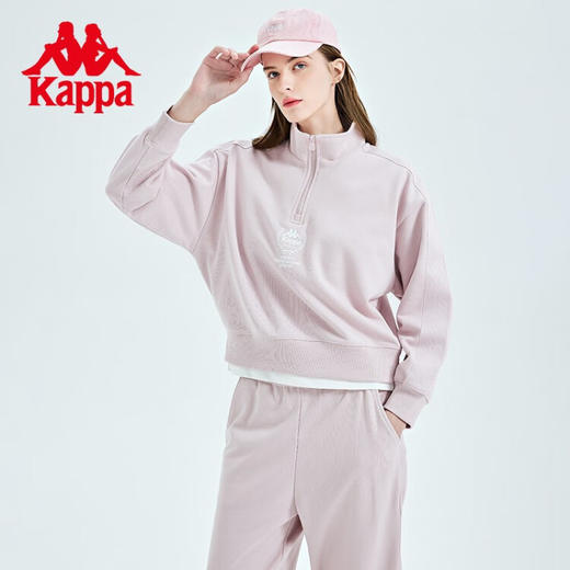 Kappa卡帕串标套头衫2023新款女春短款运动卫衣半拉链立领外套K0D22WT05 商品图1