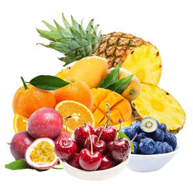 【车厘子过季1:1替换大樱桃】（分多包裹发货）水果组合（智利车厘子+智利蓝莓+赣南脐橙+百香果+菲律宾凤梨+水仙芒）【联想员工春节2023】