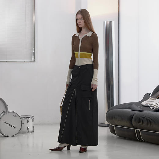 NUTH“思维分叉”｜黑色多口袋长裙结构拉链设计感半身裙 商品图4