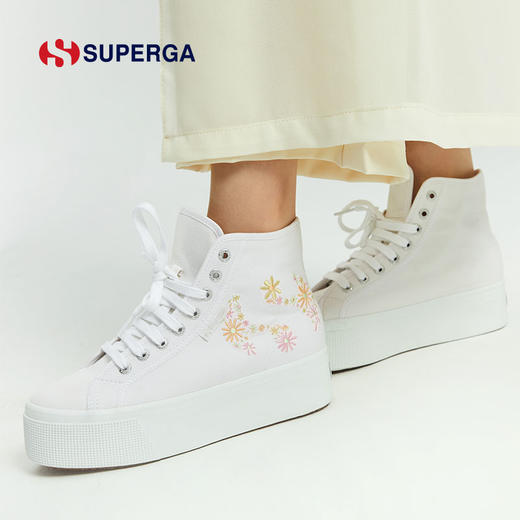 SUPERGA帆布鞋女夏季2022年新款女生百搭鞋子潮ins女鞋厚底高帮鞋 商品图3