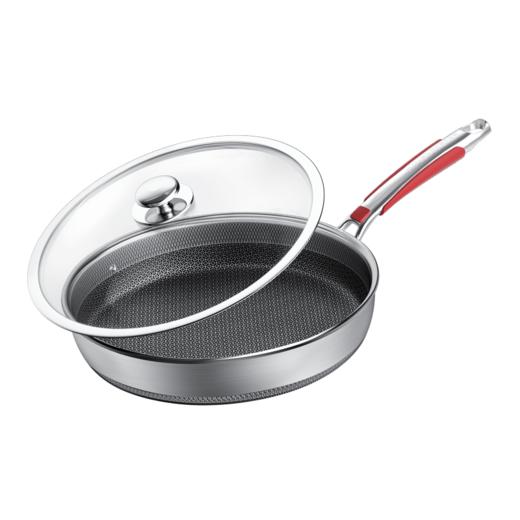 【官方正品保证】	欧乐菲316L不锈钢煎锅少油烟不粘锅平底锅全屏蜂巢电磁炉通用新升级炒菜锅牛排锅 26cm-OLOJ26A1 商品图3